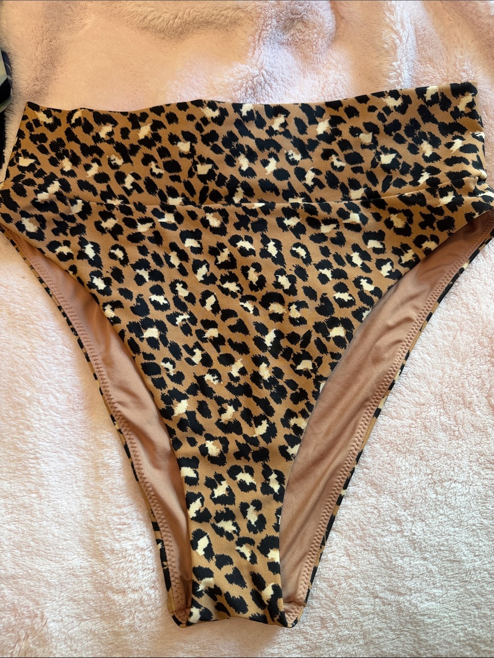 aerie Leopard Print High-Waist Bikini Bottom in Brown and Black